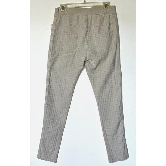 Venti6 Ivory Silver Metallic Sides Drawstring Stretch Pants - Made in Italy - Picture 2 of 7